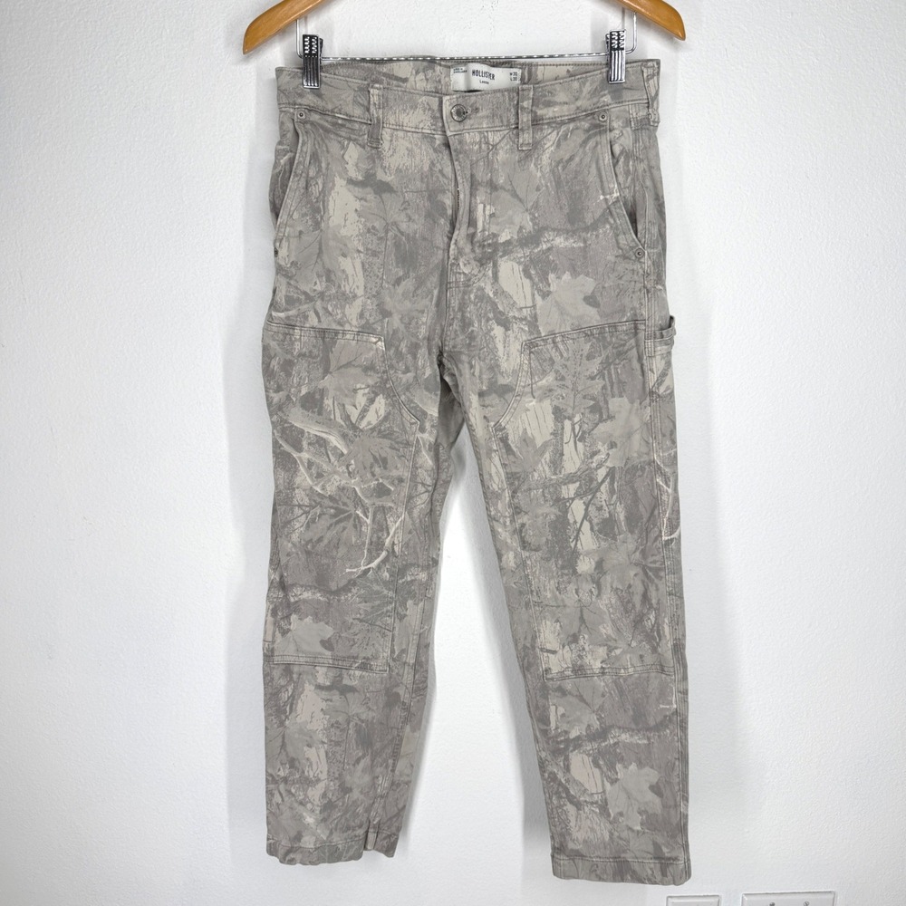 Hollister Mens Loose Camo Carpenter Pants Double Knee Utility Workwear 30x30